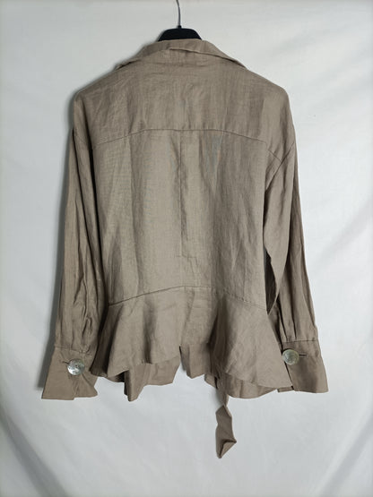 ZARA. Chaqueta lino beige T.xs