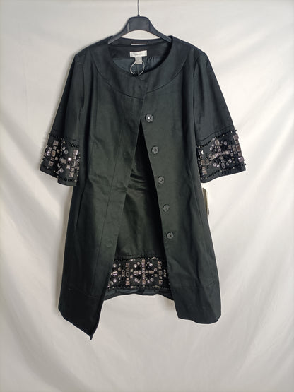 MANGO. Black Ts beaded dress