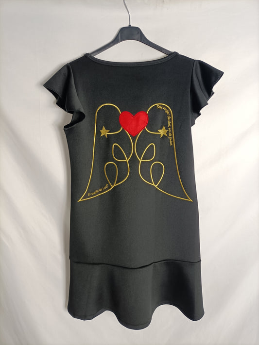 EL SUEÑO DE LOLA. Vestido negro bordado T.u(s)