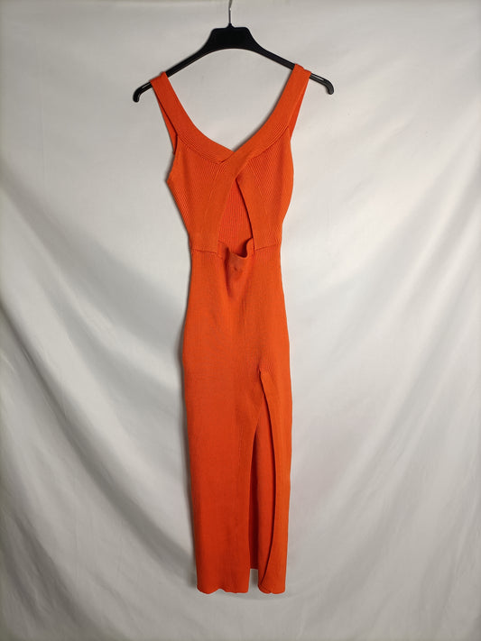 OTHERS. Orange ribbed midi dress Tu(xs)
