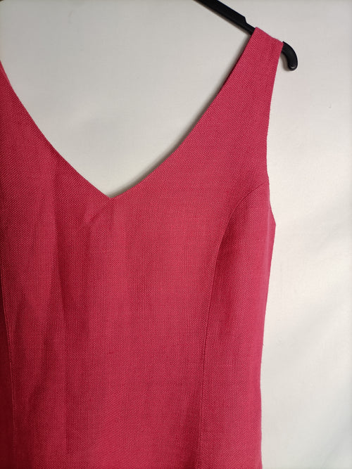 ELISA CORTES. Vestido rosa textura detalle T.38