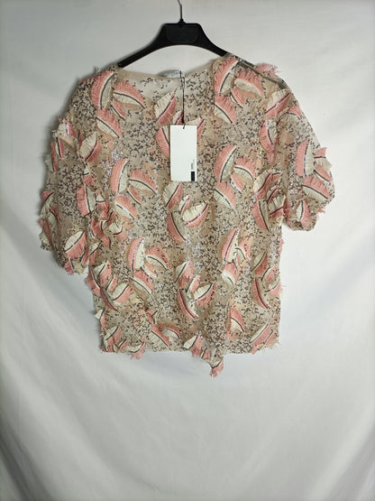 ZARA. Sequin and fringed Ts top