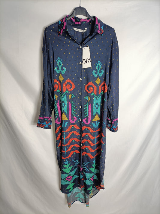 ZARA. Printed shirt dress T.xs