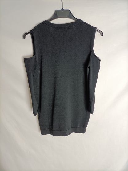 UTERQÜE. Top negro hombros T.s