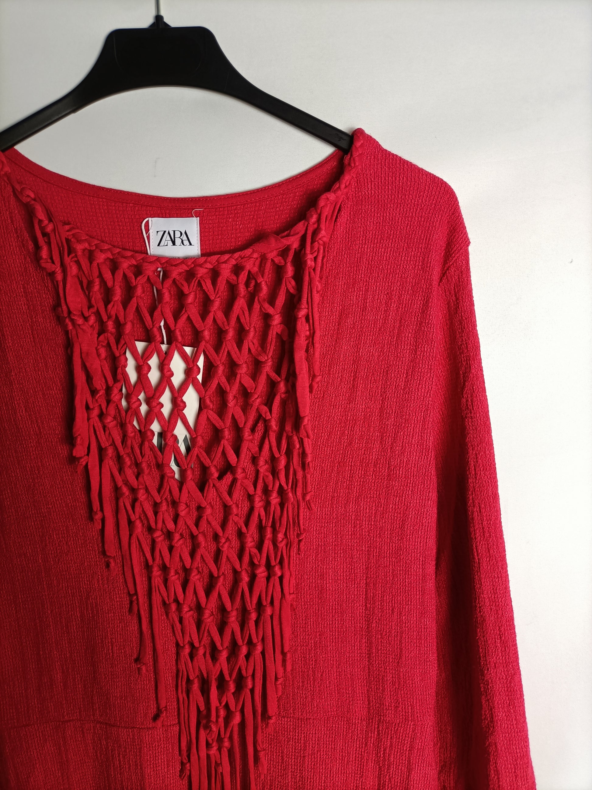 Vestido rojo largo flecos – Hibuy market - Main Image