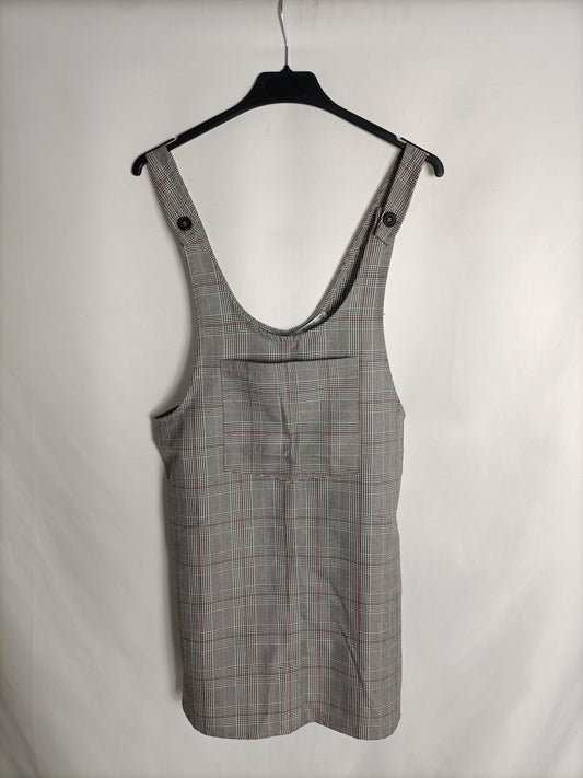 PULL&amp;BEAR. Grey checked pinafore dress