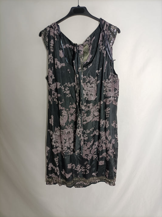 PEPE JEANS. Short grey floral dress, size XL