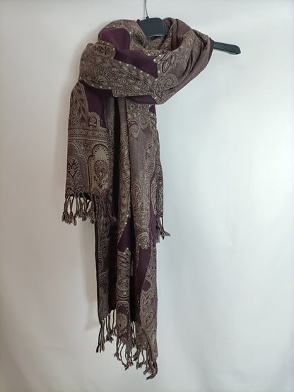 OTHERS. Brown amoeba sequin scarf