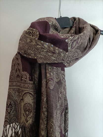 OTHERS. Brown amoeba sequin scarf