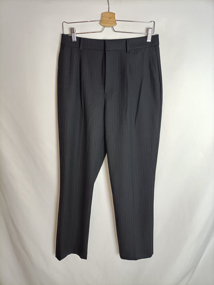 UNIQLO. Pantalón pinzas azul rayas T.m