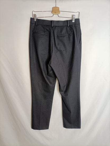 UNIQLO. Pantalón pinzas azul rayas T.m