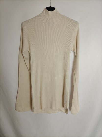 UNIQLO. Jersey canalé beige T.m