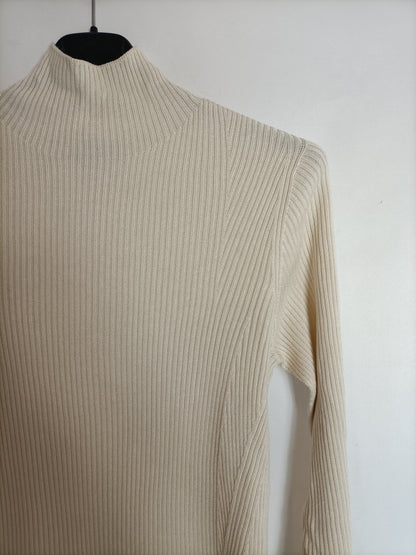 UNIQLO. Jersey canalé beige T.m