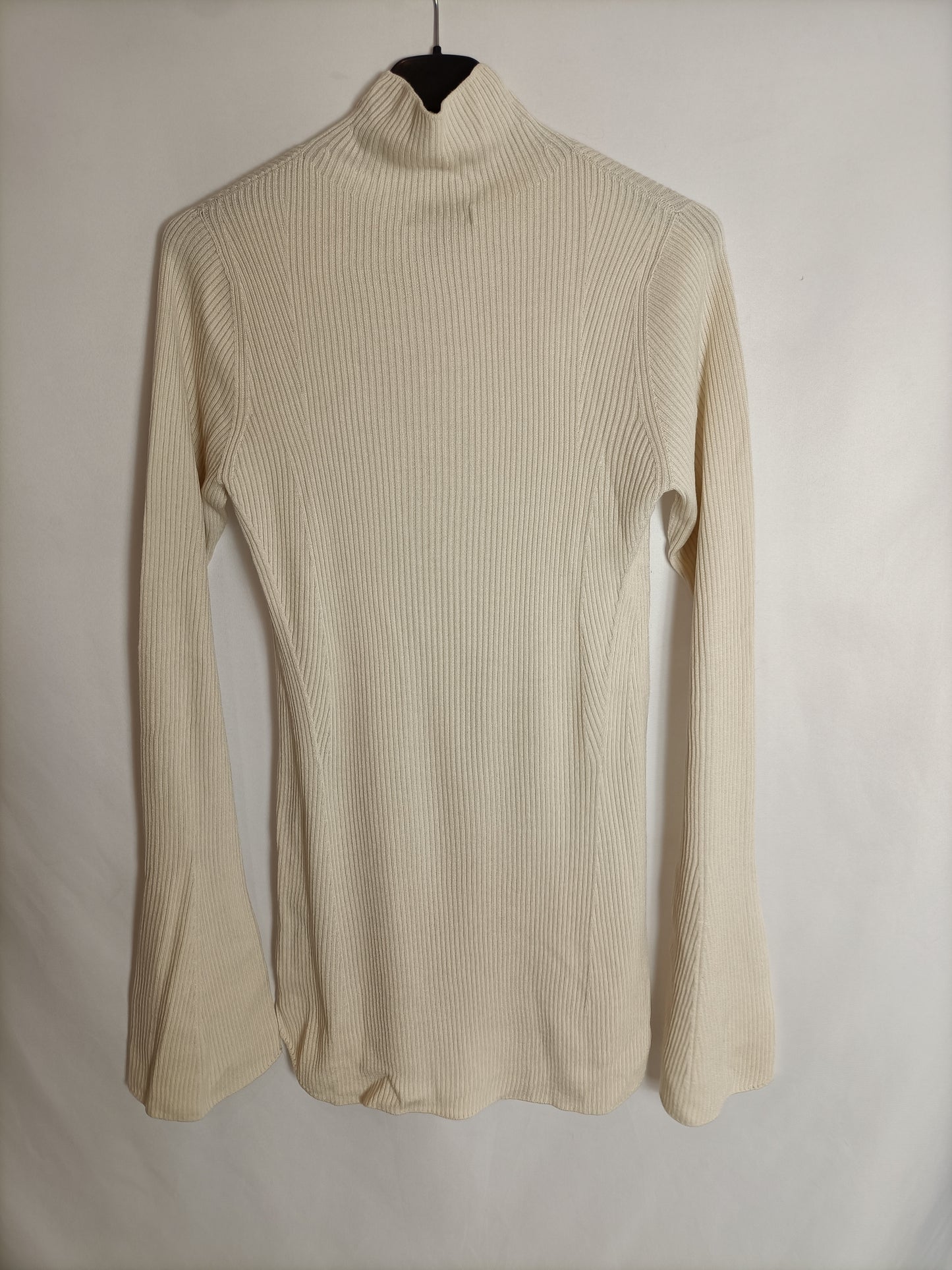 UNIQLO. Jersey canalé beige T.m