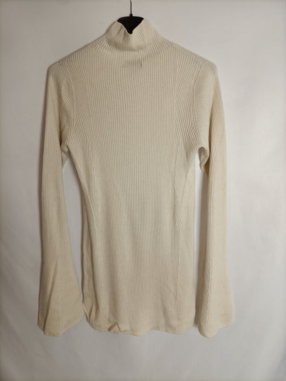 UNIQLO. Jersey canalé beige T.m
