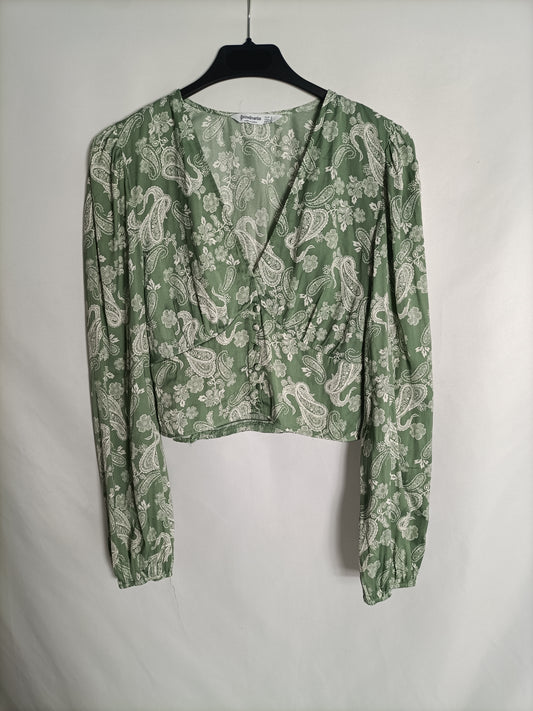 STRADIVARIUS. Top verde amebas T.s