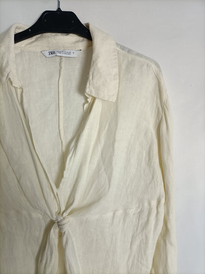 ZARA. Mono beige lino T.xs