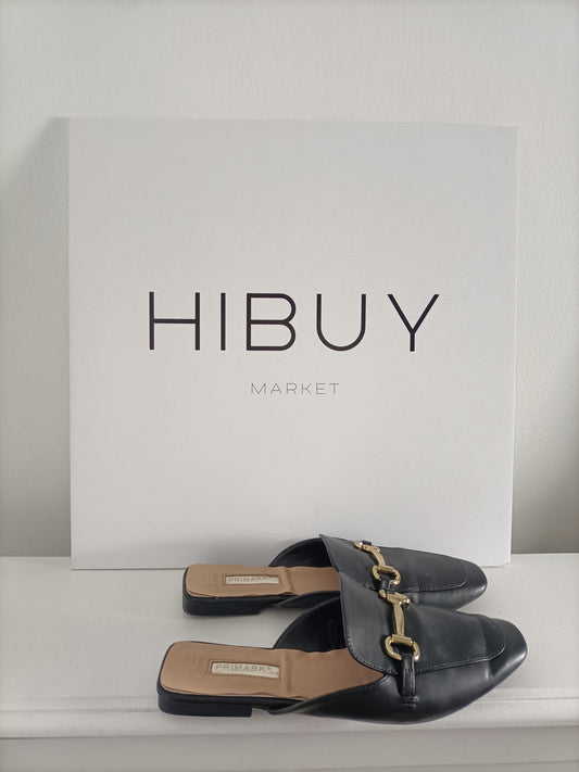 PRIMARK. Mules negro hebilla T.38