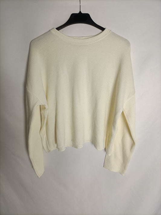 ZARA. Jersey beige de punto T.s