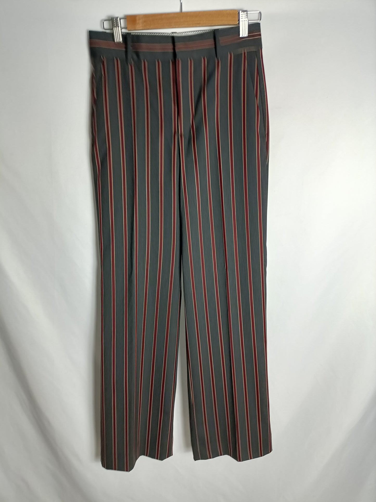 ZARA. Pantalón gris rayas de vestir T.xs