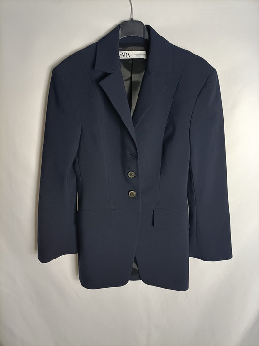ZARA. Blue blazer with shoulder pads T.xs