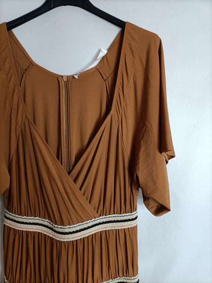 ZARA. Vestido largo camel T.s