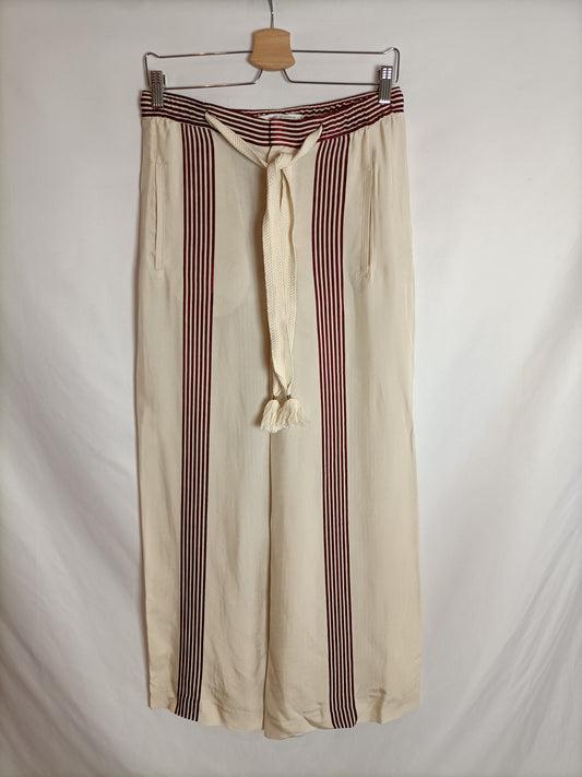 ZARA. Beige striped Ts trousers