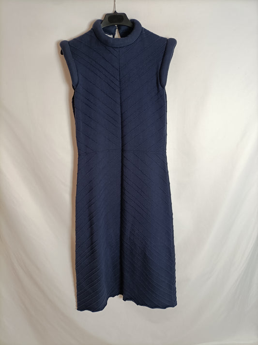 FIERRO. Vestido midi punto azul T.m