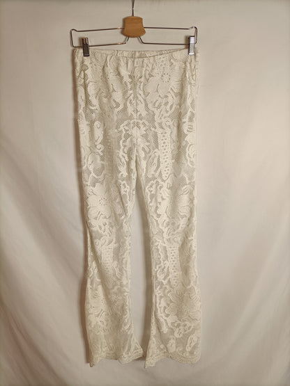 MISS JUNE. White lace trousers S.2(m)