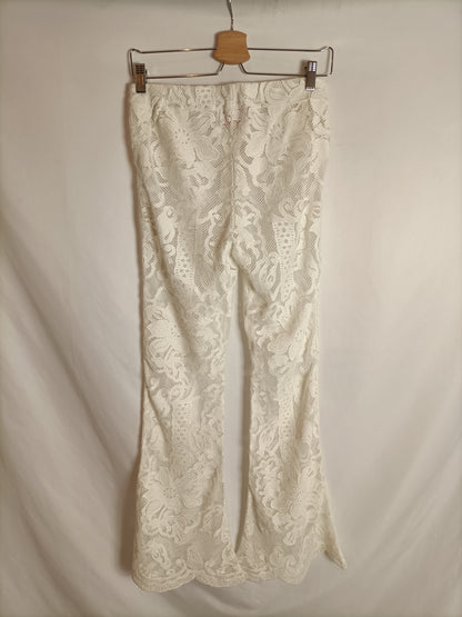 MISS JUNE. White lace trousers S.2(m)