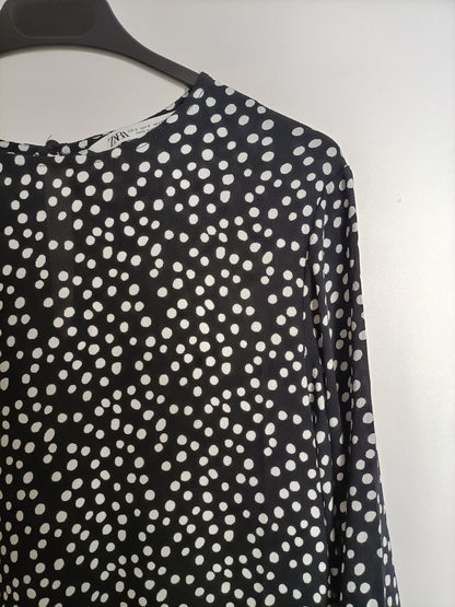 ZARA. Long polka dot dress Ts