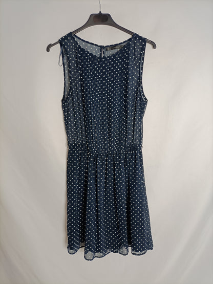 blue polka dot dress zara POLKA DOT PRINT DRESS - Blue