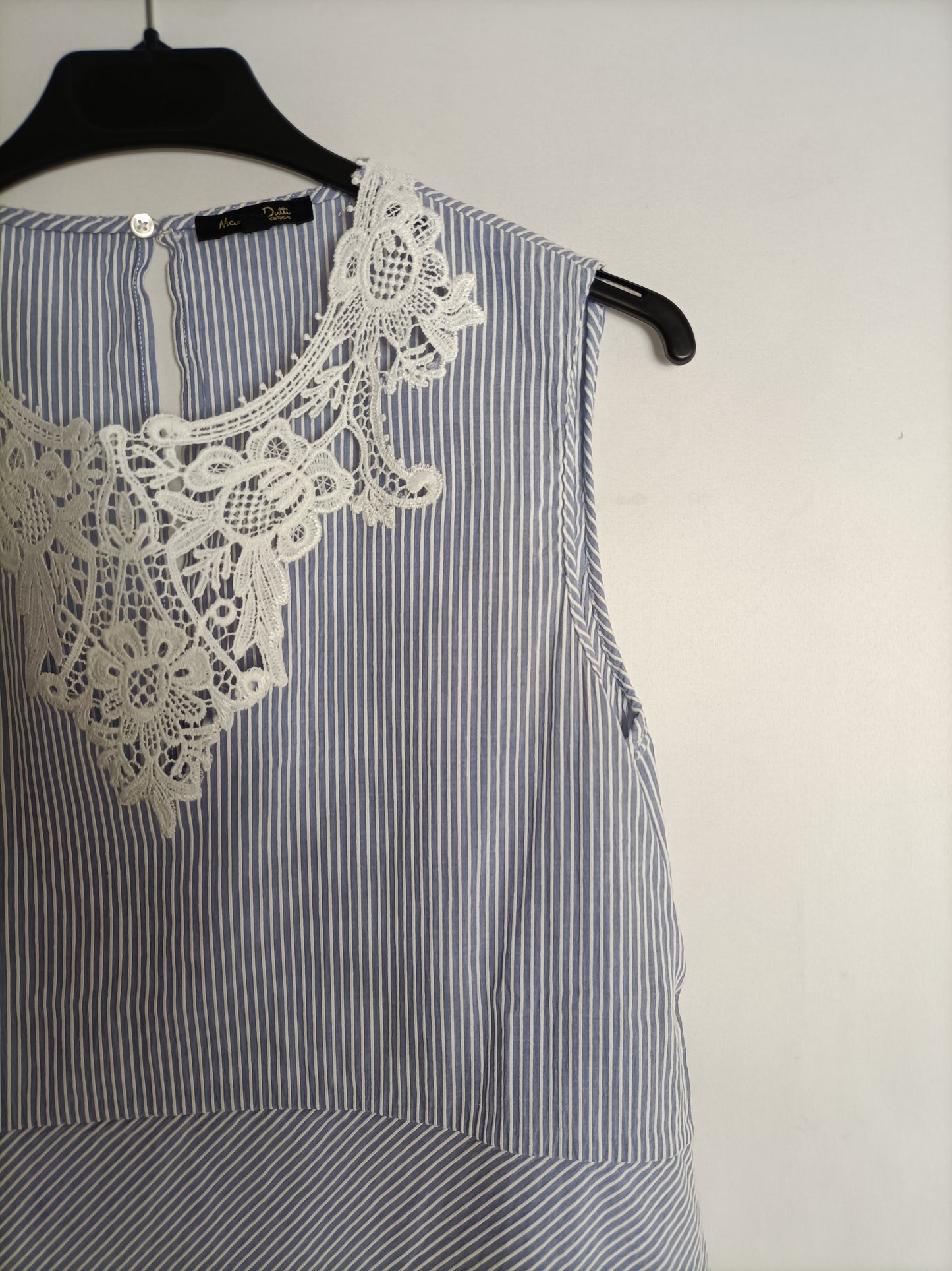 MASSIMO DUTTI. Top rayas croché T.40
