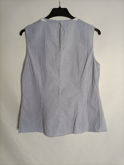 MASSIMO DUTTI. Top rayas croché T.40