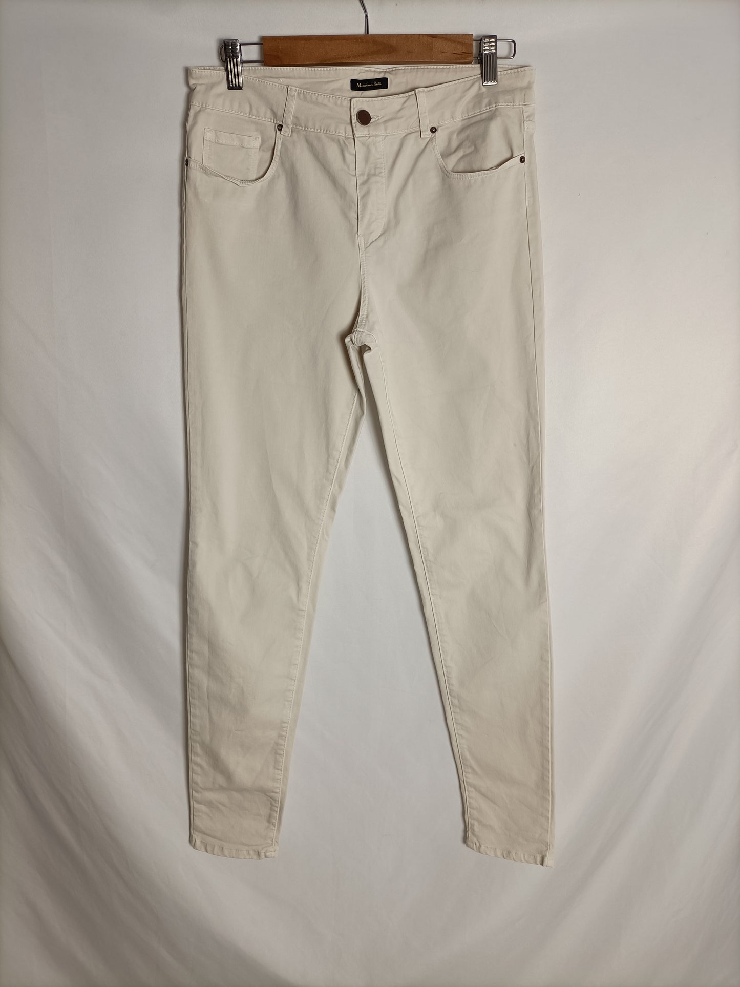 MASSIMO DUTTI. Pantalón denim beige  T.40