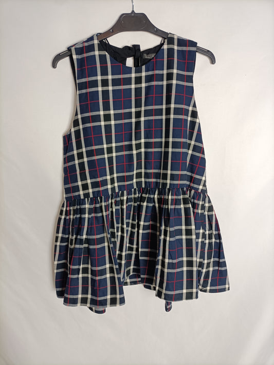 ZARA. Blue checked top TM