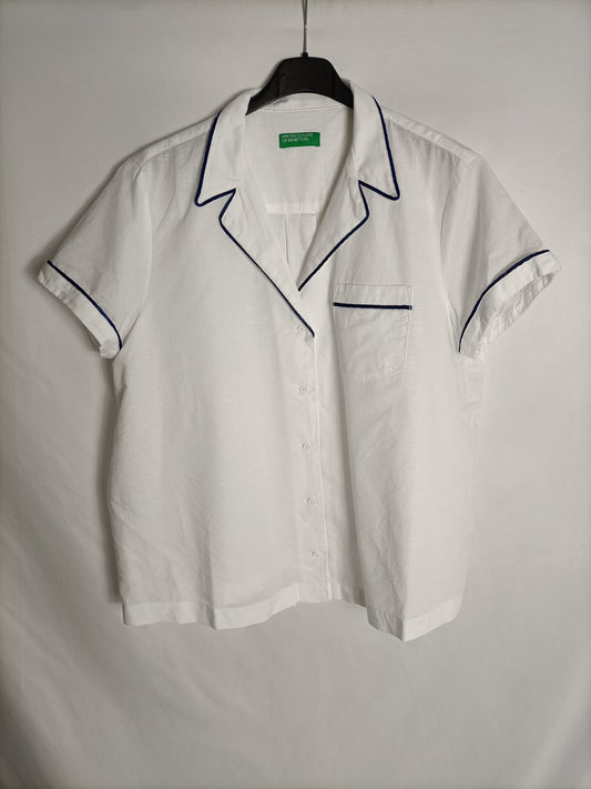 BENETTON. Camisa blanca manga corta T.m