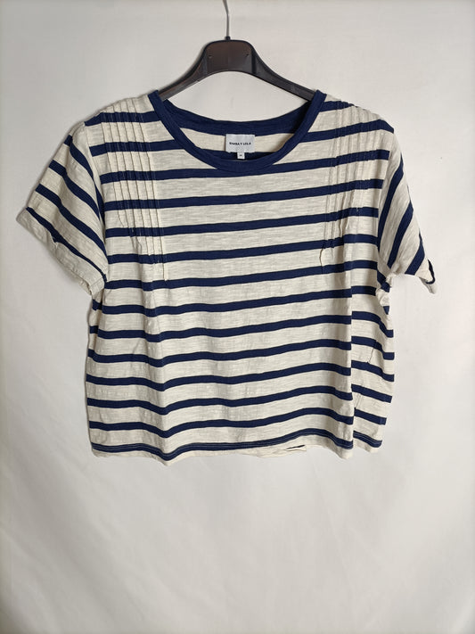 BIMBA Y LOLA. Camiseta beige rayas  T.m