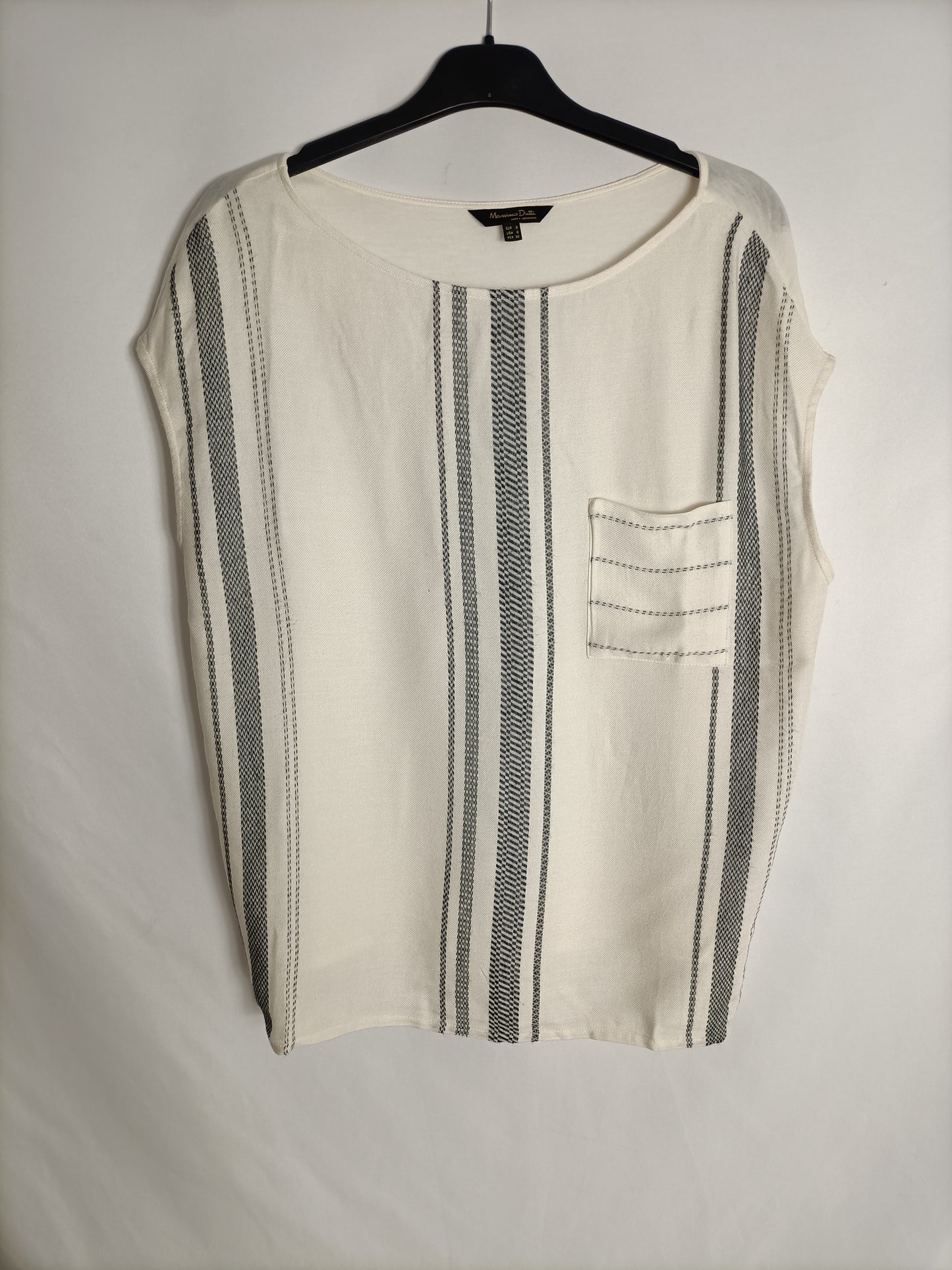 MASSIMO DUTTI. Top beige rayas T.s