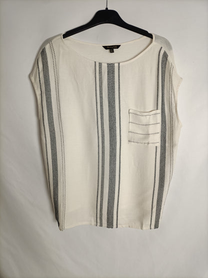 MASSIMO DUTTI. Top beige rayas T.s