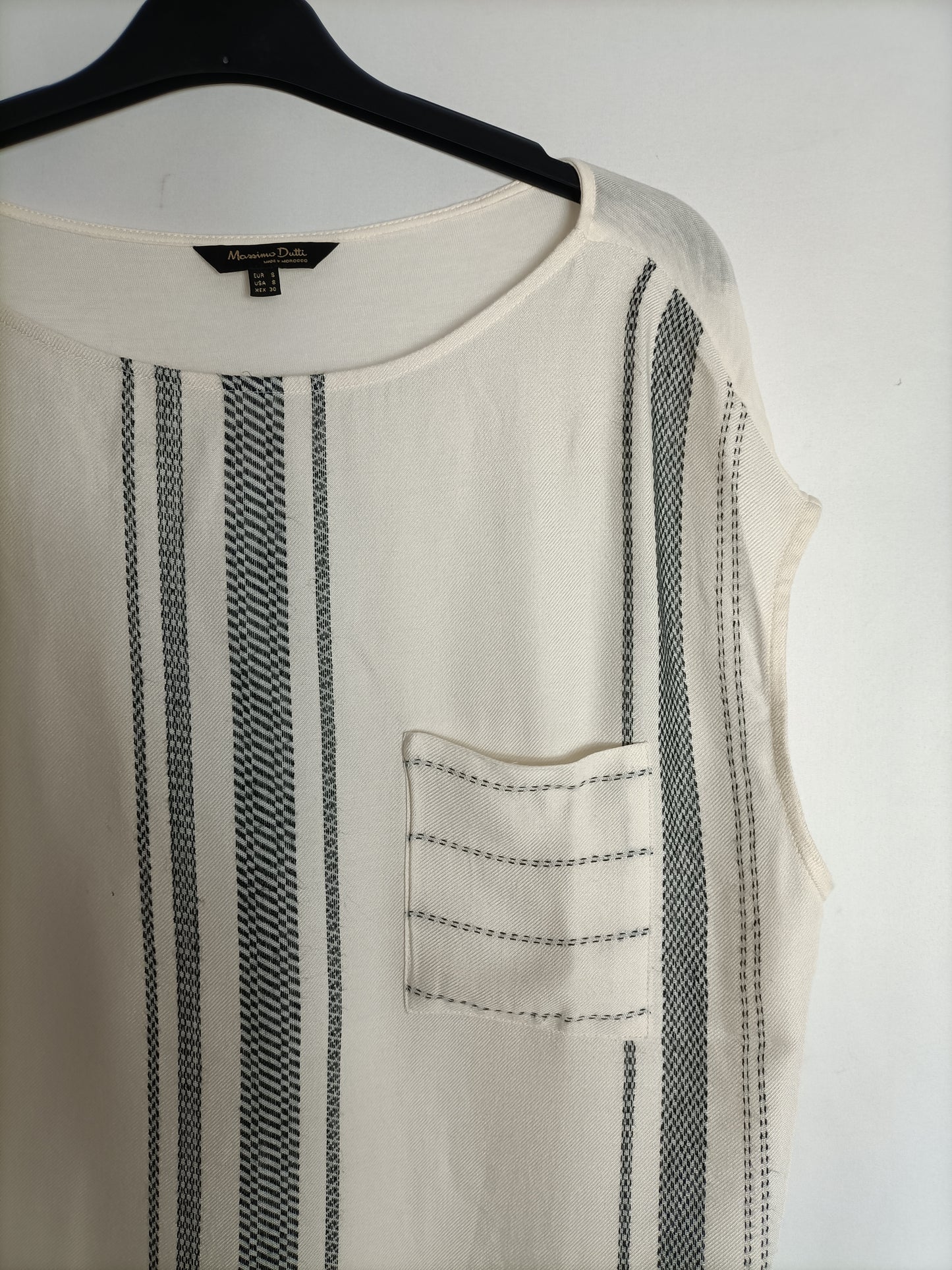 MASSIMO DUTTI. Top beige rayas T.s