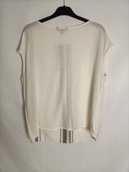 MASSIMO DUTTI. Top beige rayas T.s