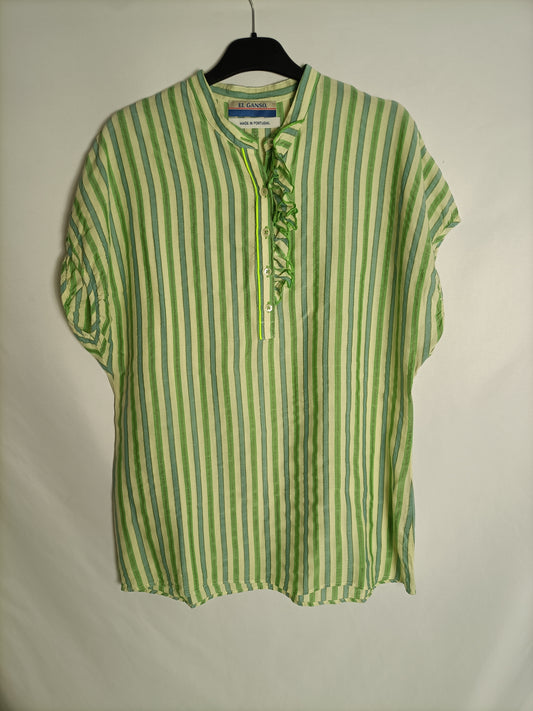 EL GANSO. Blusa rayas verde T.m