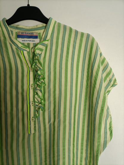 EL GANSO. Blusa rayas verde T.m