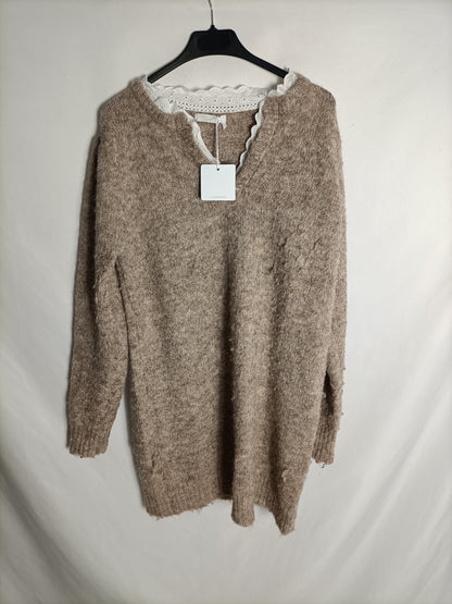CARLOTA&amp;CO. Beige knit dress Tm/l