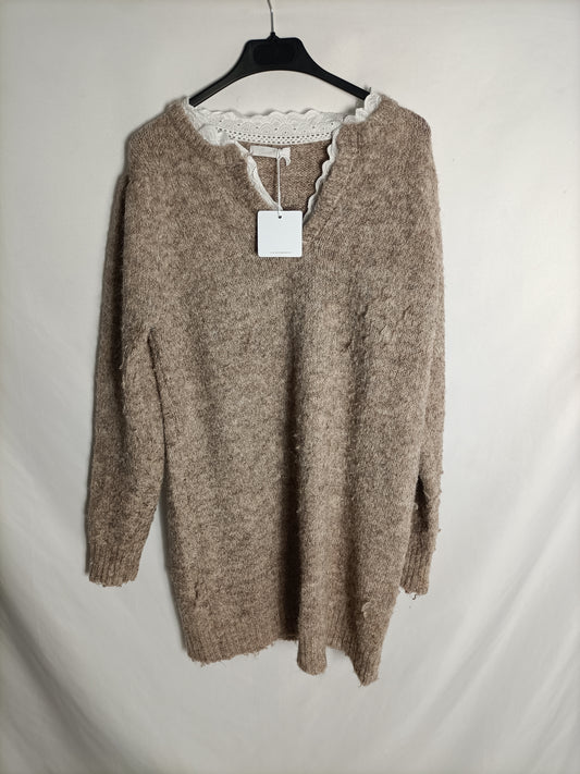 CARLOTA&amp;CO. Beige knit dress Tm/l