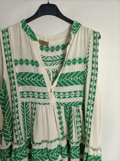 ONE. Vestido beige étnico T.u(S/M)