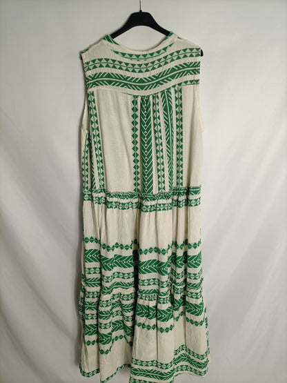 ONE. Vestido beige étnico T.u(S/M)