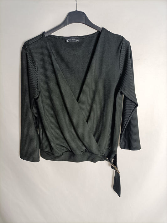 LOLITO. Black stretch ribbed top TU(S)