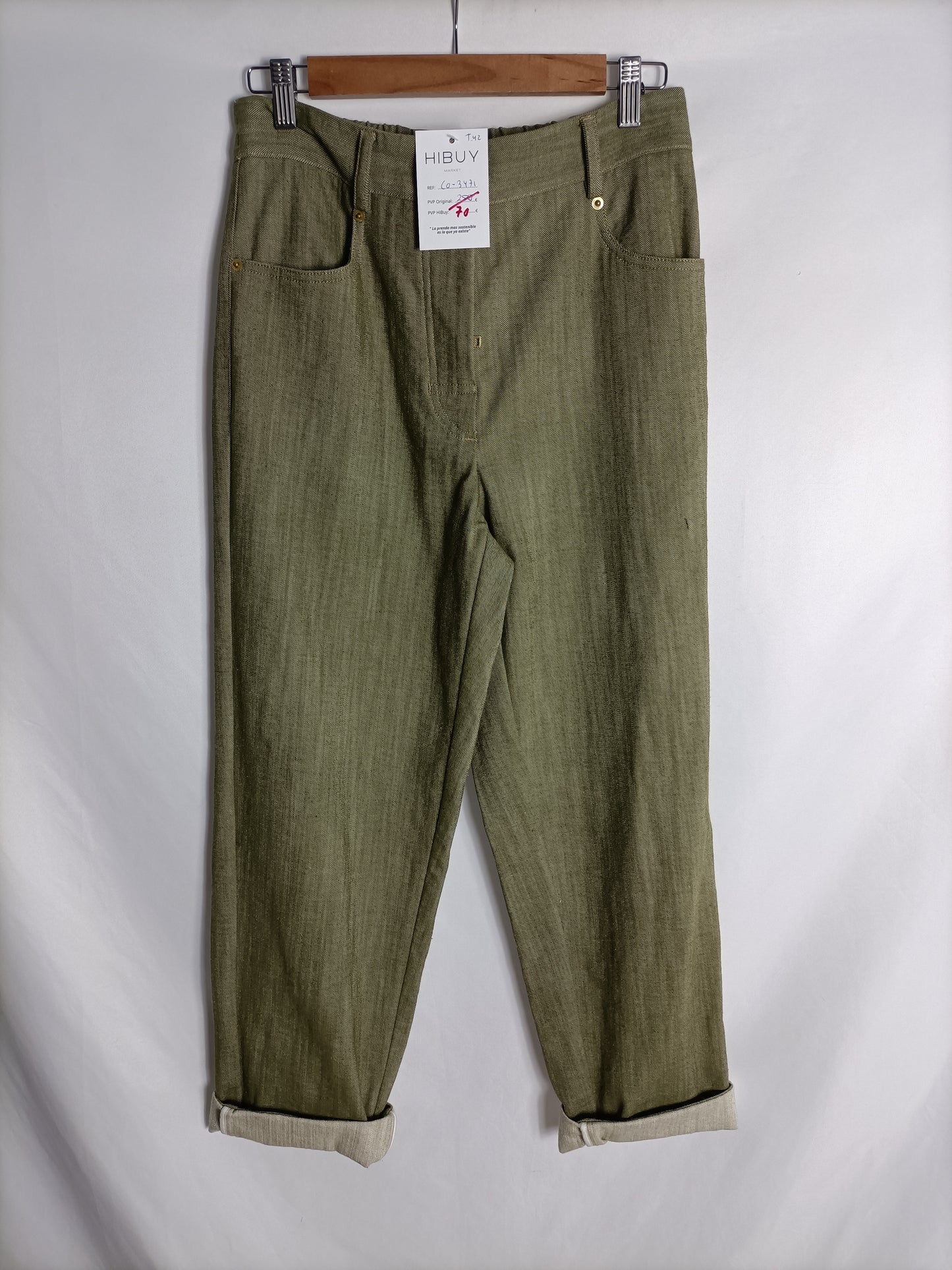 MOMONI. Heathered green trousers. Size 42